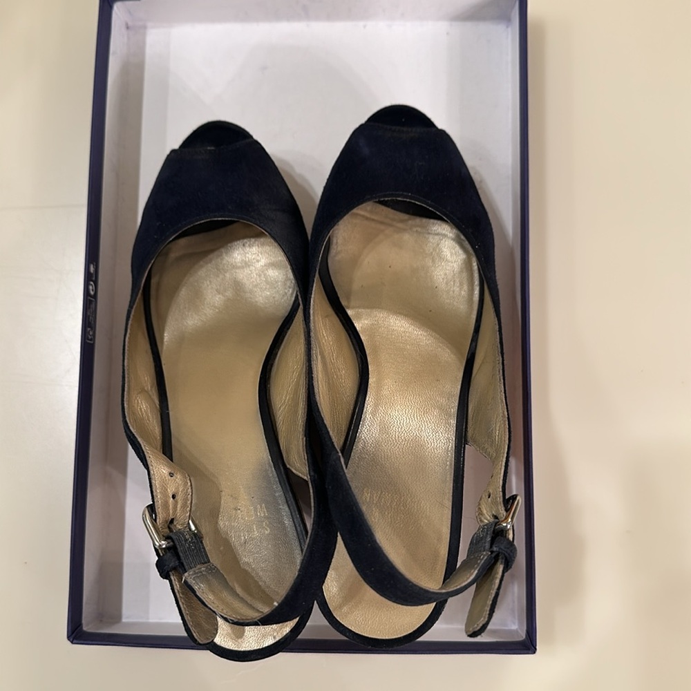 Stuart Weitzman Platform, Navy, Suede - image 3